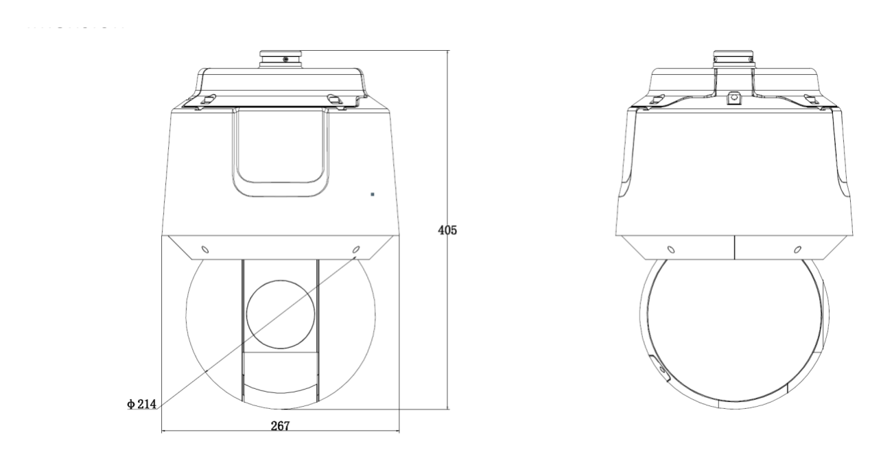 DS-2DF8A442IXG-ELY 外形尺寸圖 ⌀ 267 mm × 405 mm (⌀ 10.51" × 15.94")｜重量 Approx. 8.5 kg (18.74 lb.) 33 languages: English, Russian, Estonian, Bulgarian,