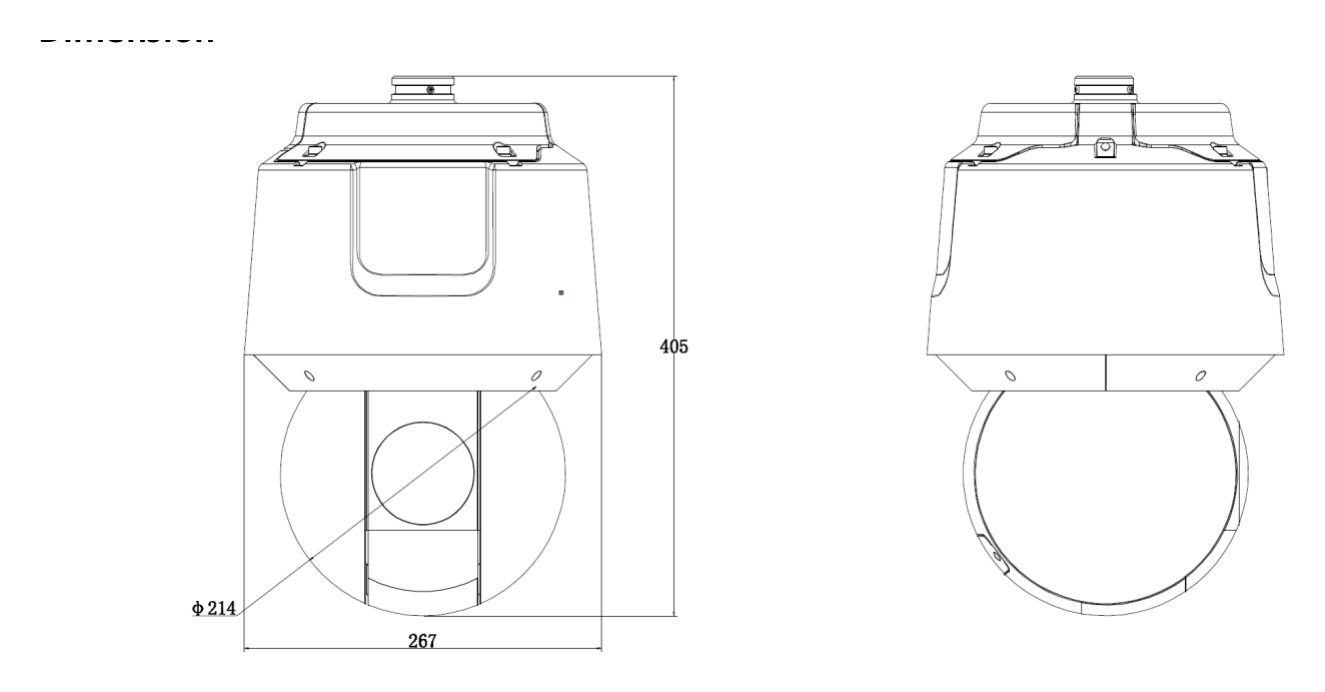 DS-2DF8A842IXG-EL 外形尺寸圖 ⌀ 267 mm × 405 mm (⌀ 10.51" × 15.94")｜重量 Approx. 8.5 kg (18.74 lb.) 33 languages: English, Russian, Estonian, Bulgarian,
