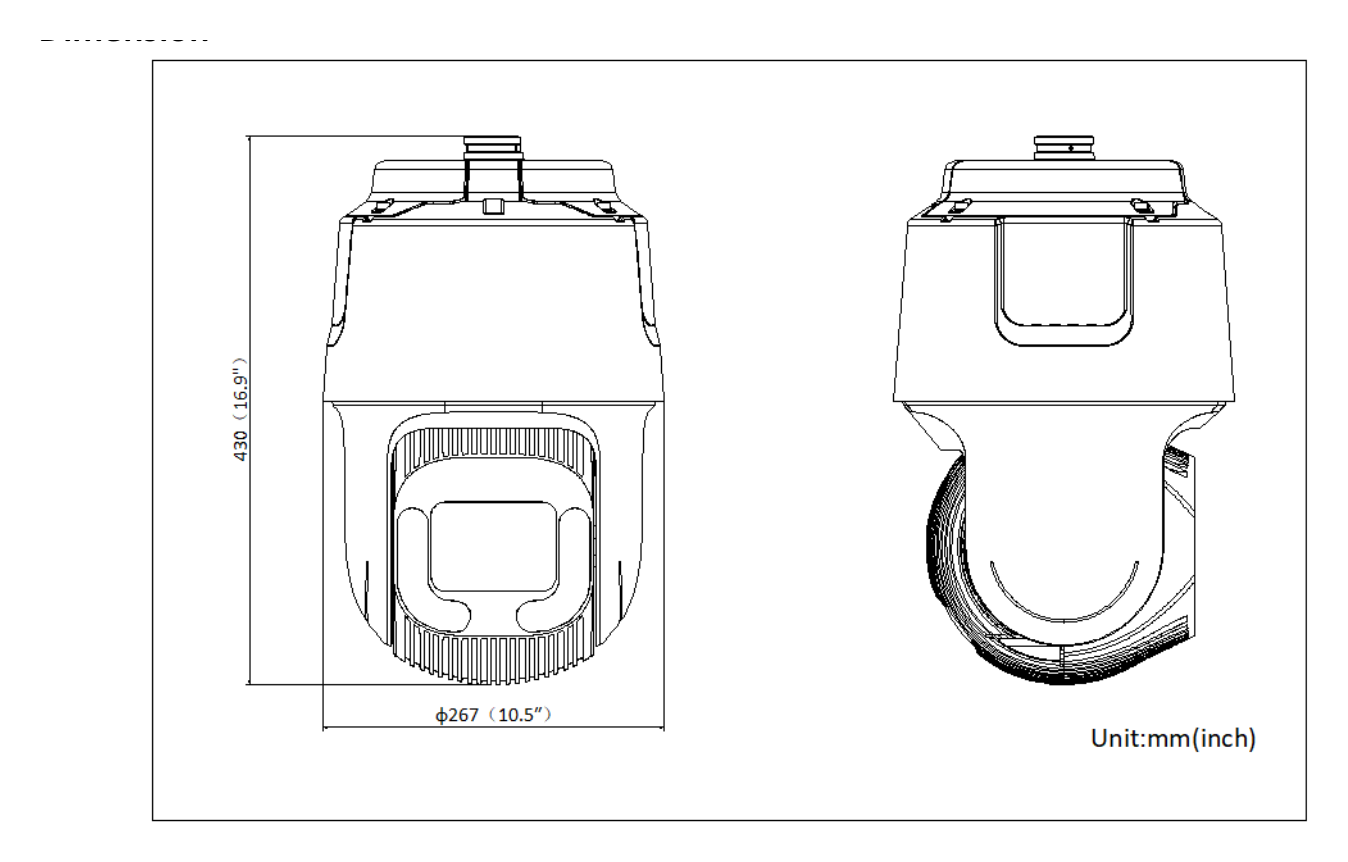 DS-2DF8C442IXG-EL 外形尺寸圖 Ø 267 mm × 430 mm (Ø 10.51" × 16.93")｜重量 Approx. 9.6 kg (21.16 lb.) FCC SDoC (47 CFR Part 15, Subpart B); CE-EMC (EN 550
