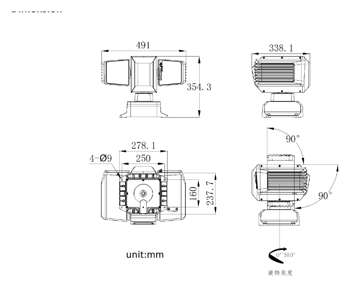 DS-2DY9C850LXG-LWY 外形尺寸圖 491 mm × 338.1 mm × 354.3 mm (19.34" × 13.32" × 13.96")｜重量 Approx. 23.1 kg (50.82 lb.) CE-EMC (EN 55032: 2015, EN 61000-