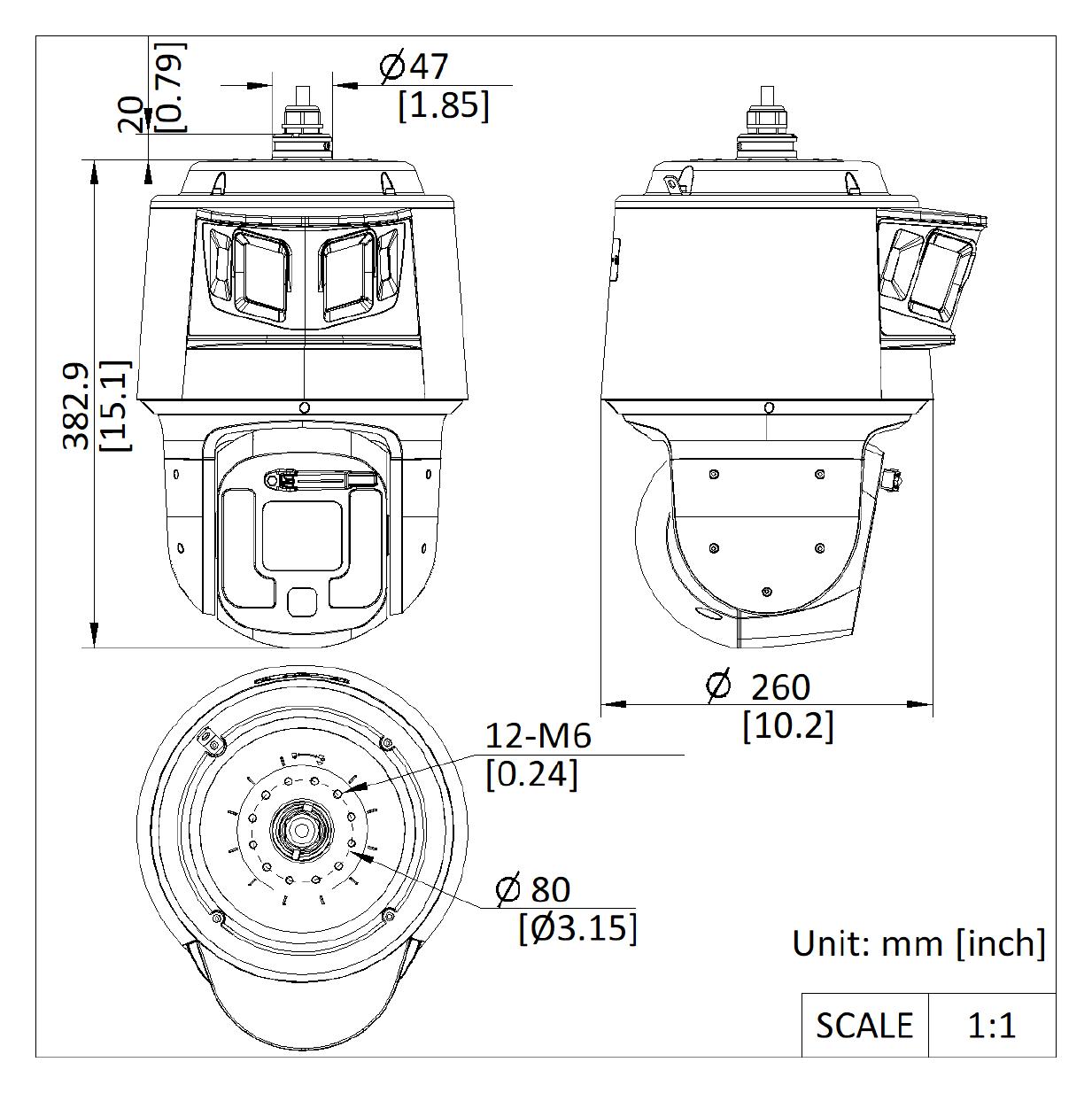 DS-2SF7C420MXG0-ELW 外形尺寸圖 Ø 260 mm × 382.69 mm (Ø 10.24" × 15.07")｜重量 Approx. 7.1 kg (15.65 lb.) 33 languages: English, Russian, Estonian, Bulgari