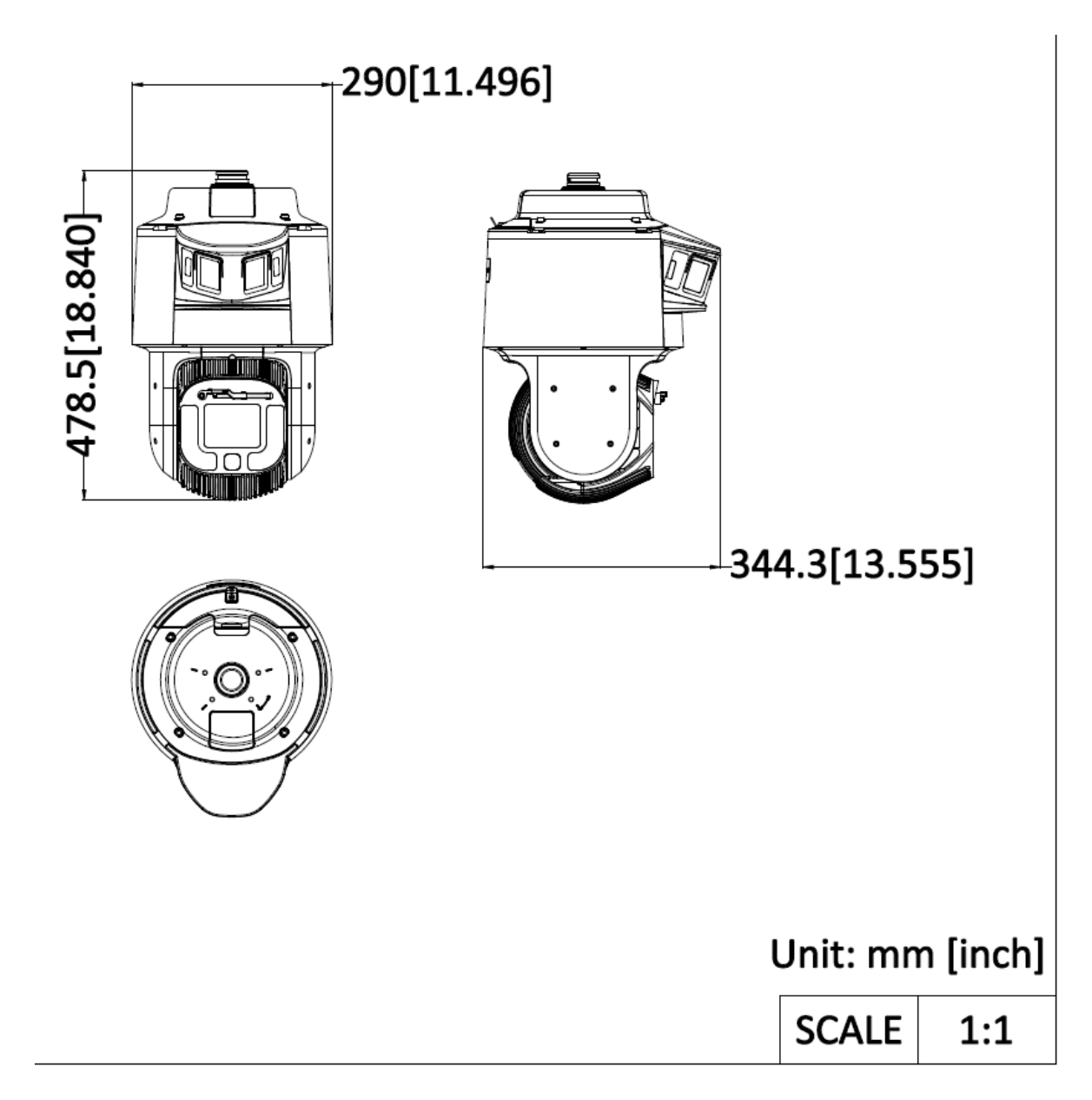 DS-2SF8C848MXG1-ELY 外形尺寸圖 Ø 290 mm × 453.2 mm (Ø 11.42" × 17.84")｜重量 Approx. 10.5 kg ( 23.15 lb.) 33 languages: English, Russian, Estonian, Bulgar