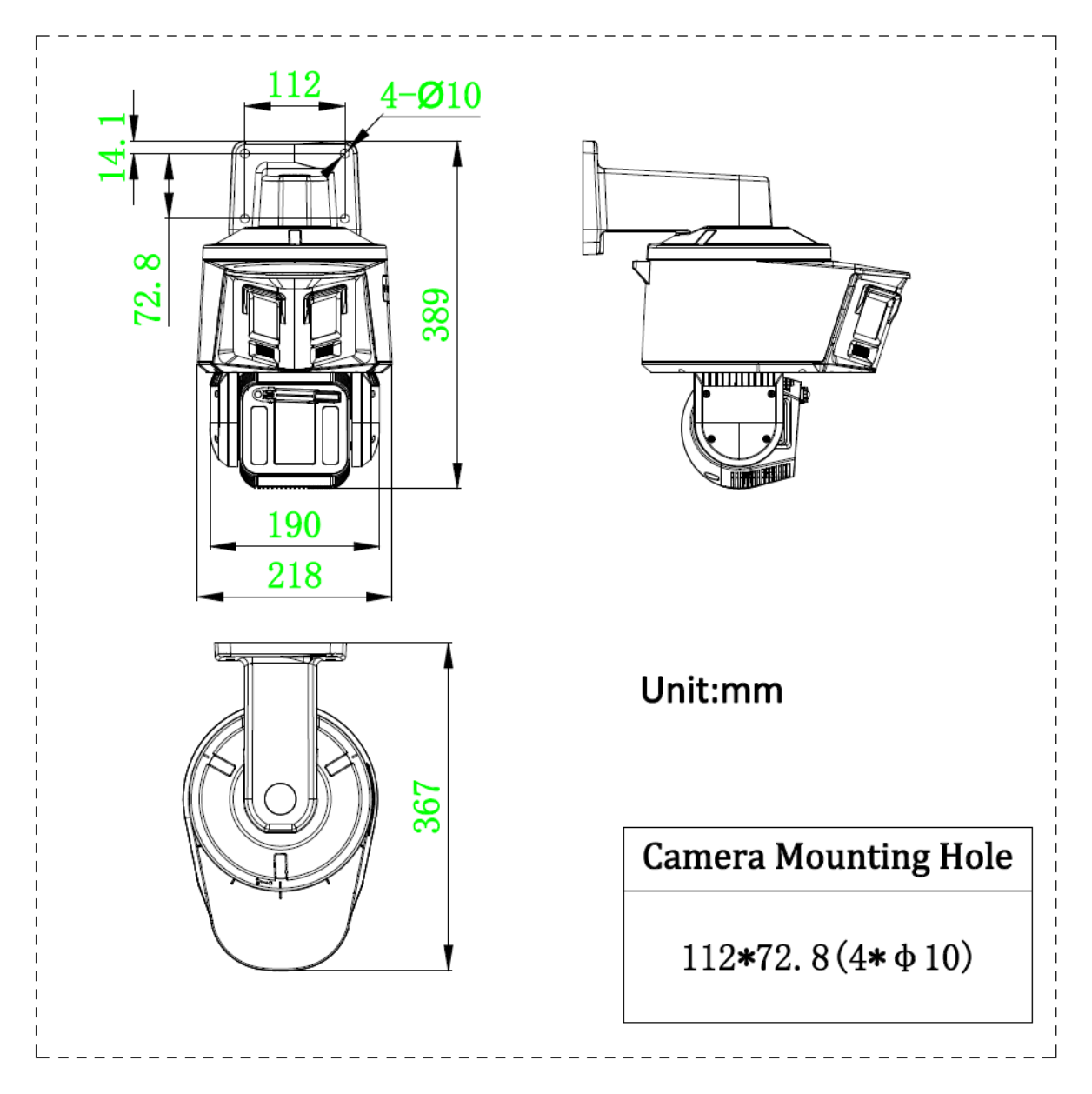 DS-2ST5C432MWG-EW 外形尺寸圖 Ø 218 mm × 389 mm (Ø 8.58" × 15.31")｜重量 Approx. 5.4 kg (11.9 lb.) 33 languages: English, Russian, Estonian, Bulgarian, H