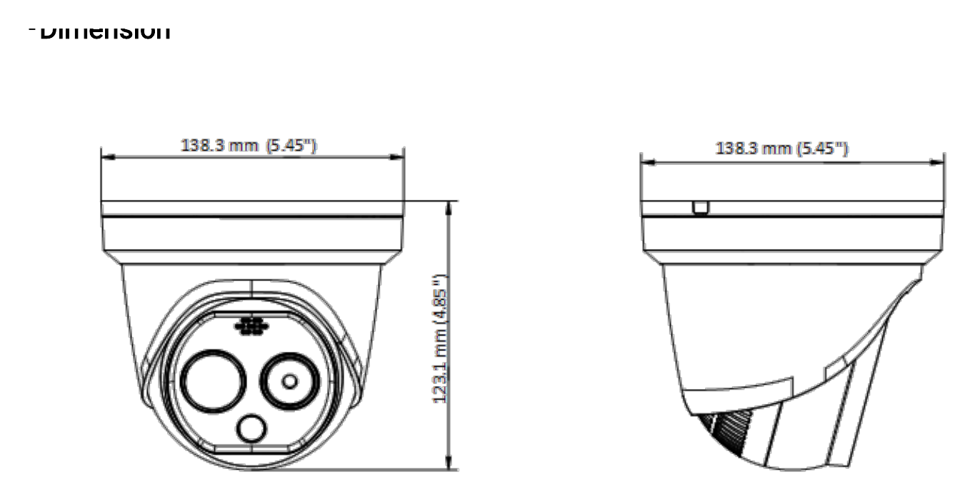 DS-2TD1217-6 外形尺寸圖 138.3 mm × 138.3 mm × 123.1 mm (5.45" × 5.45" × 4.85 ")｜重量 940 g (2.07 lb) Range Table｜Unit: mm