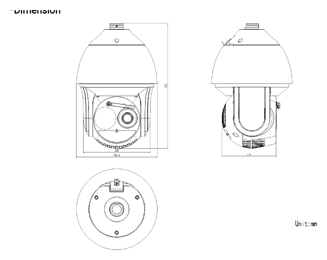 DS-2TD4137-25 外形尺寸圖 220 mm × 410 mm × 198.6 mm (8.66" × 16.15" × 7.82")｜重量 Approx. 9kg (19.84 lb)｜Unit: mm