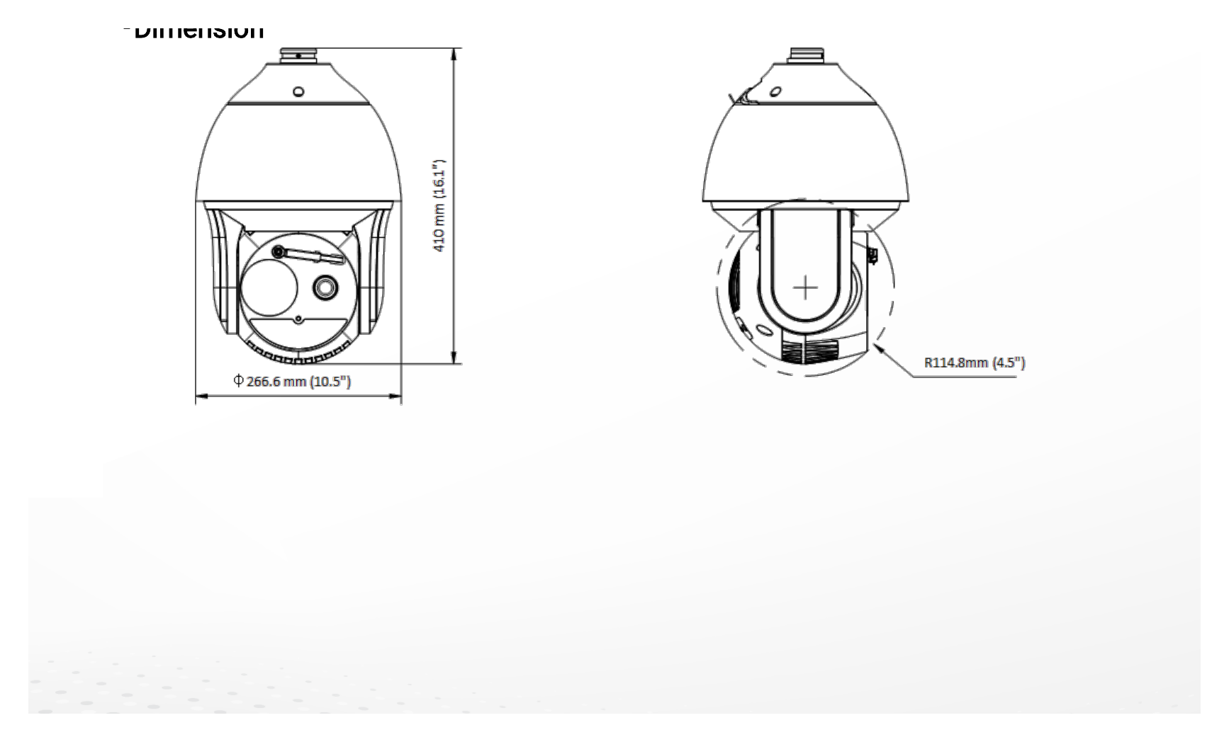 DS-2TD4137T-25 外形尺寸圖 266.6 mm × 410 mm × 198.6 mm (10.5 " × 16.15 " × 7.82 ")｜重量 Approx. 9 kg (19.84 lb)｜Unit: mm