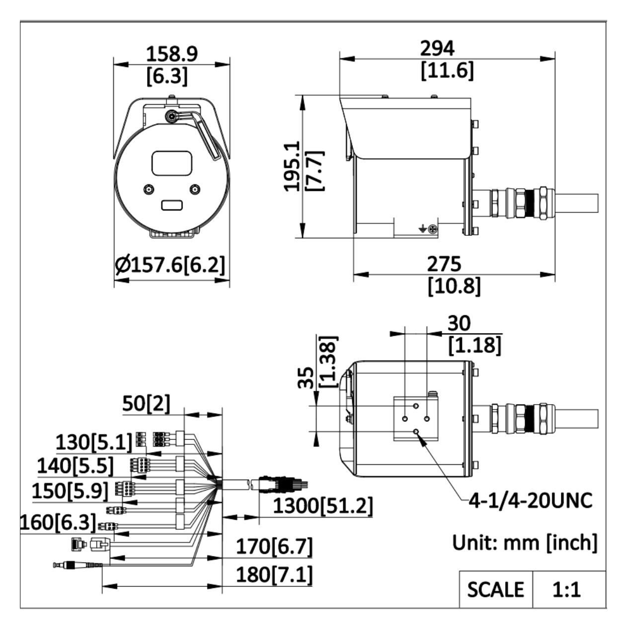 DS-2XE6646G0-LIZHRSU316L 外形尺寸圖 157.6 mm × 195.1 mm × 294 mm (6.2" × 7.7" × 11.6")｜重量 Approx. 5500 g (12.1 lb.)｜Unit: mm