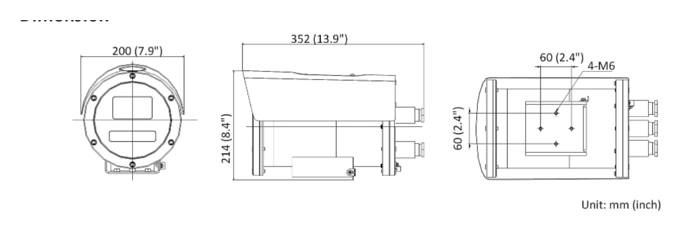 DS-2XE6885G0-IZHSB 外形尺寸圖 352 mm × 200 mm × 214 mm (13.9" × 7.9" × 8.4")｜重量 Approx. 14 kg (30.9 lb.)｜Unit: mm