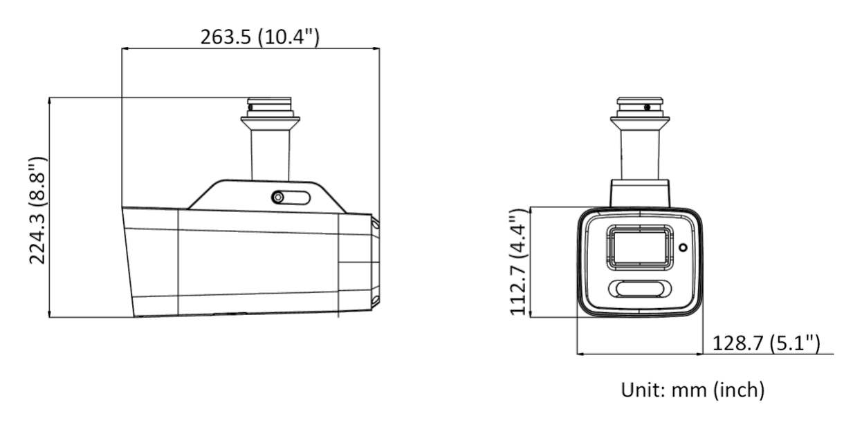 DS-2XS6A87G1-LS 外形尺寸圖 263.5 × 224.3 × 128.7 mm (10.4" × 8.8" × 5.1")｜重量 Approx. 2.2 kg (4.9 lb.)｜Unit: mm