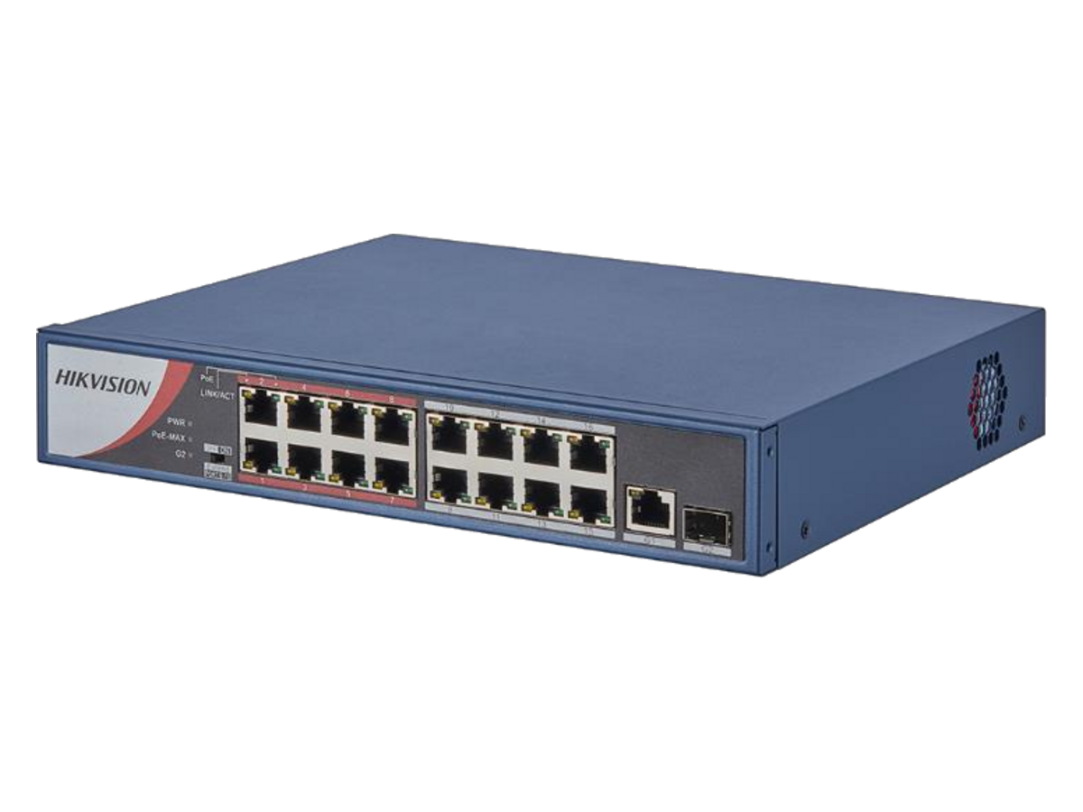 DS-3E0318P-E/M(B) Hikvision 16-Port 100 Mbps Long-Range Unmanaged PoE Switch 產品圖片