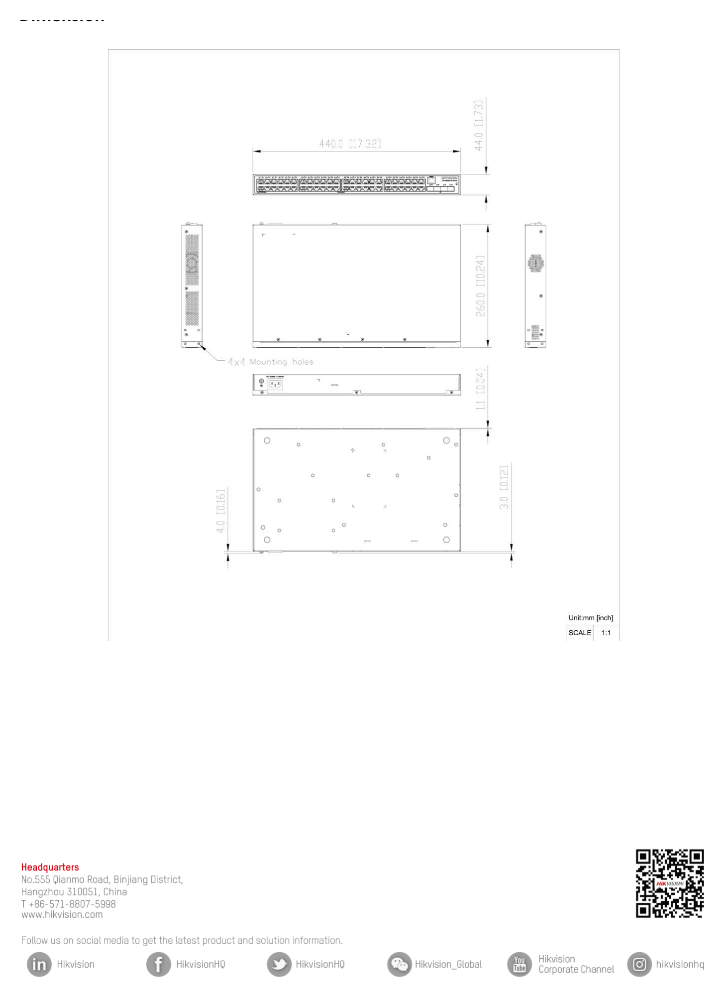 DS-3E2552-HI-48T4F 外形尺寸圖 詳見圖示｜Unit: mm