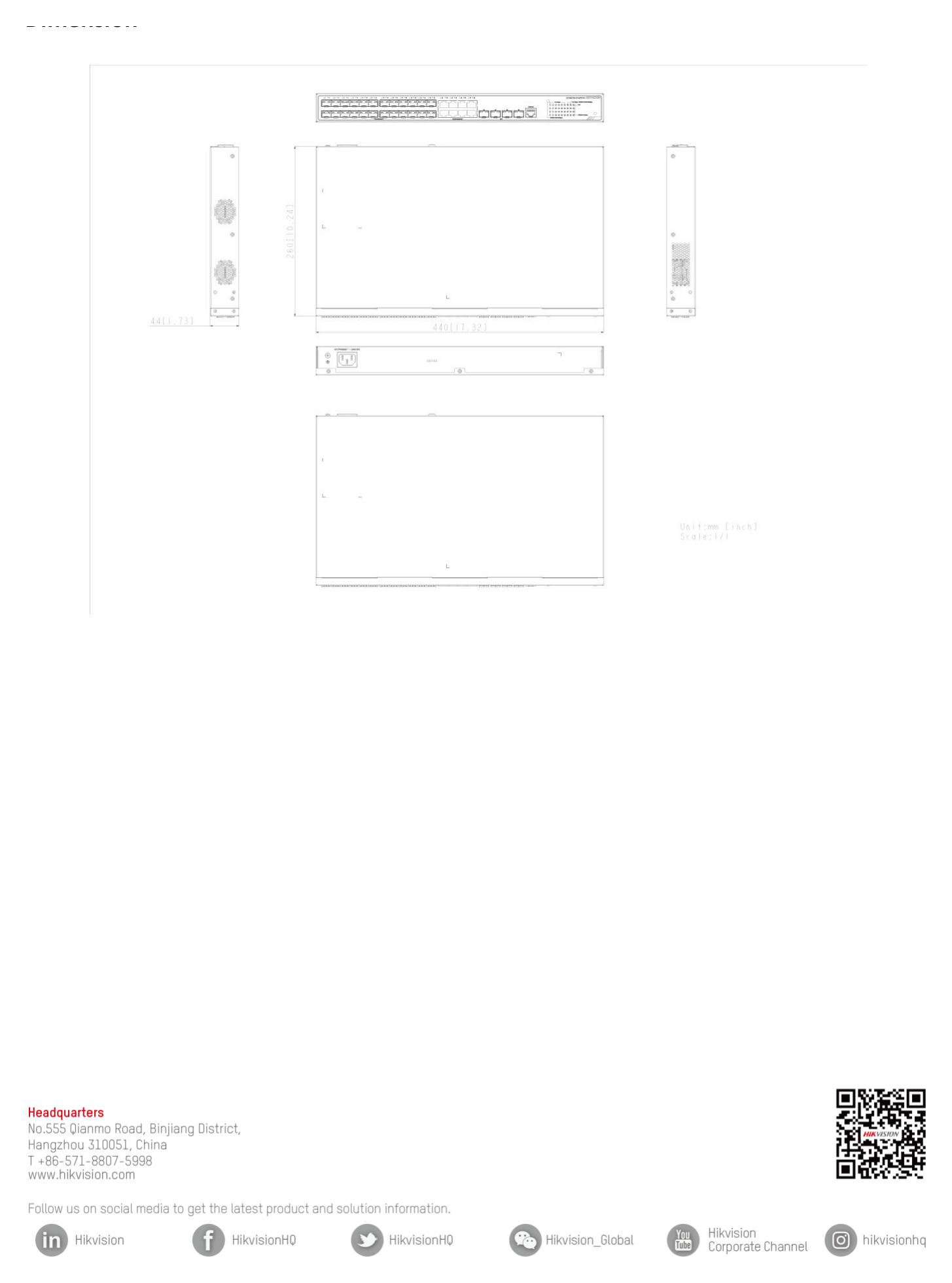 DS-3E2736-HI-24F8T4X 外形尺寸圖 詳見圖示｜Unit: mm