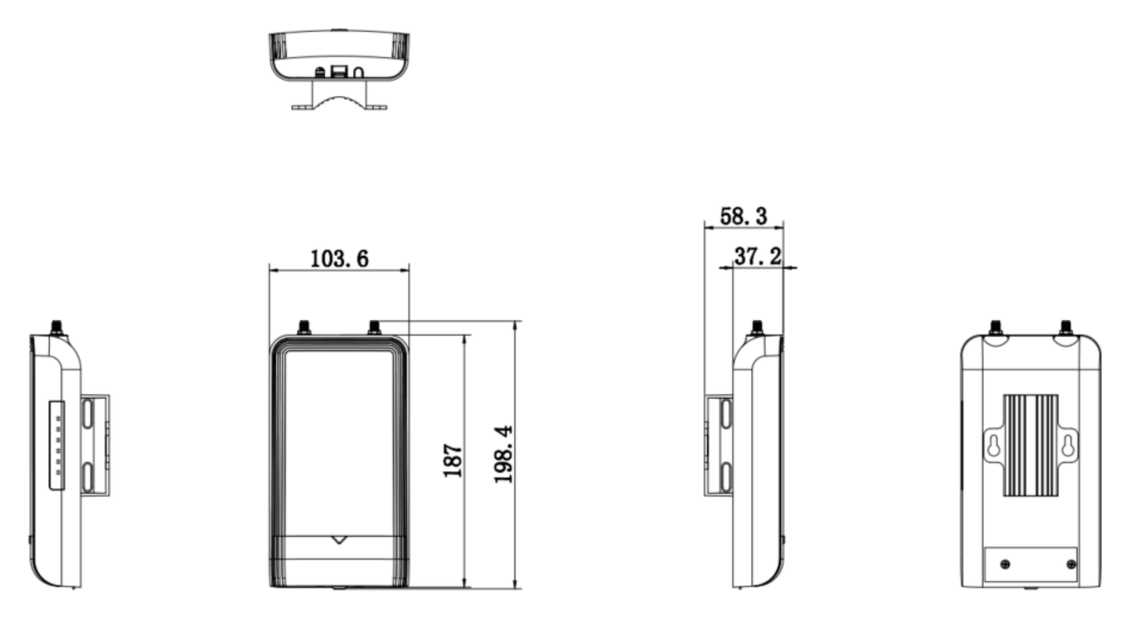 DS-3WF0FA-5AC/O 外形尺寸圖 103.6 × 58.3 × 198.4 mm(4.1″ × 2.3″ × 7.8″)|淨重 0.3 kg|Unit: mm