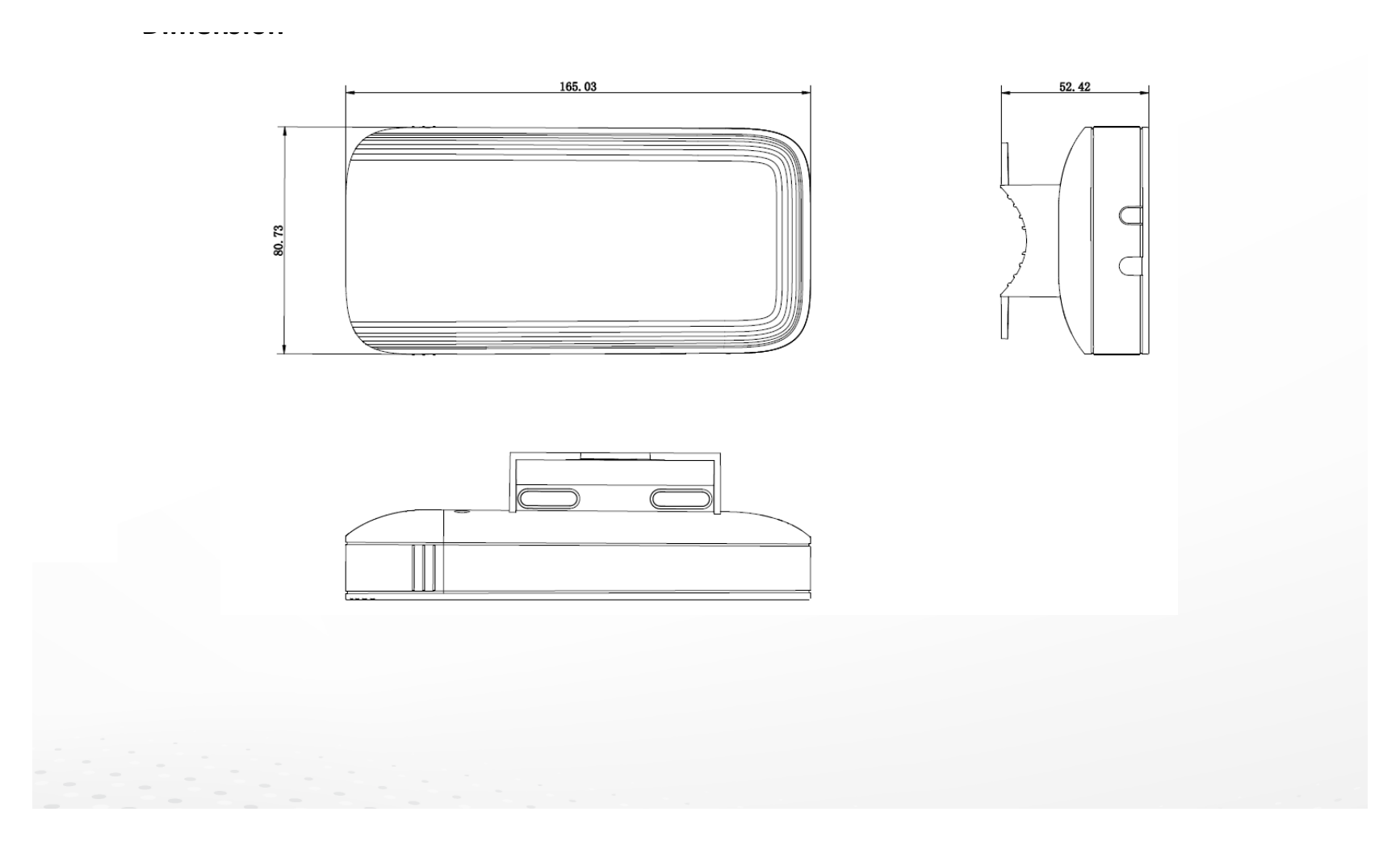 DS-3WF0FC-2N 外形尺寸圖 81 mm × 165 mm × 52 mm (3.62'' × 7.36'' × 2.28'')｜Unit: mm