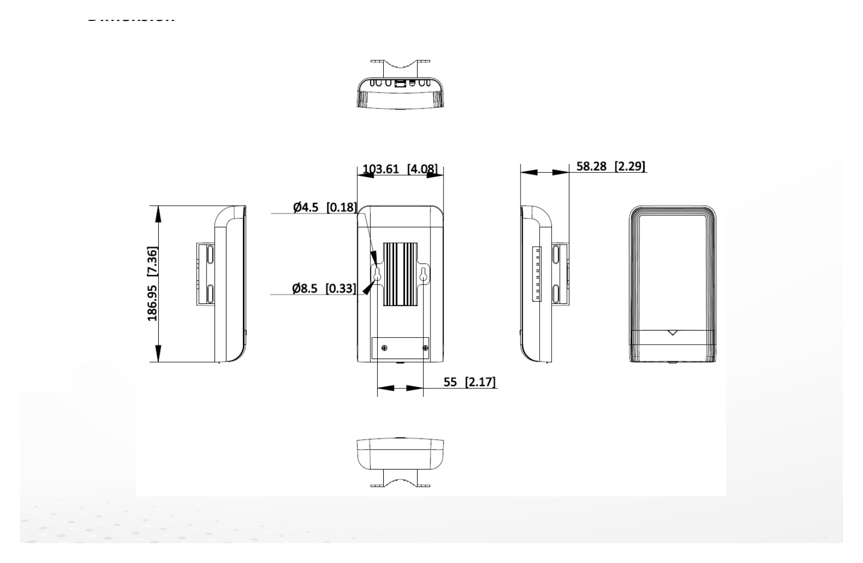 DS-3WF5000S-EI-5ACG/3P 外形尺寸圖 103.6mm × 58.3mm × 187mm｜Unit: mm