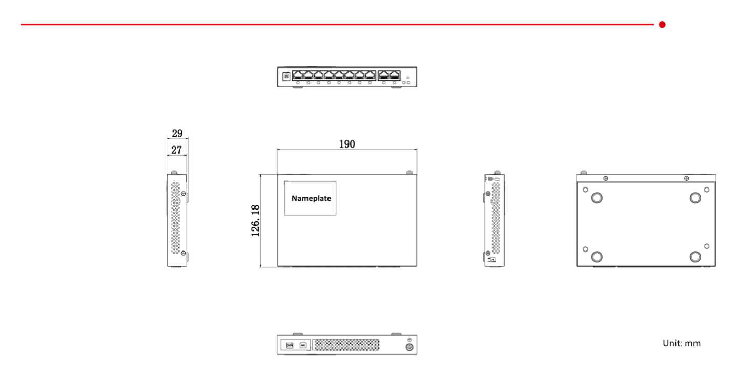DS-3WG210GP-SI 外形尺寸圖 190 mm × 125 mm × 27 mm (7.48'' × 4.92'' × 1.06'') AC Router × 1,Regulatory Compliance and Safety Information × 1,Quick