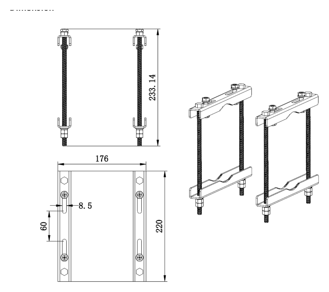 DS-4651ZJ-PC 外形尺寸圖 220 mm × 176 mm × 233.14 mm (8.66in" × 6.93in" × 9.18in")|重量 Approx. 3.87 kg (8.53 lb.)|Unit: mm