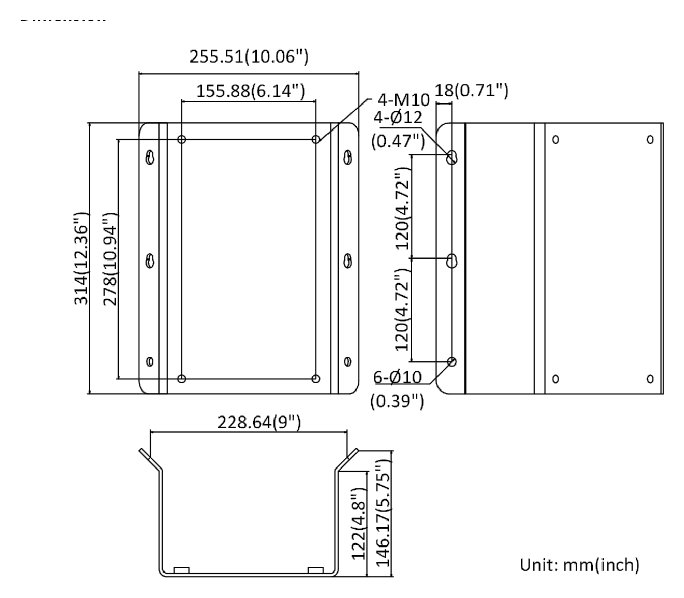 DS-4660ZJ-PC 外形尺寸圖 314 mm × 255.51 mm × 146.17 mm(12.36" × 10.06" × 5.75")｜重量 5100 g(11.24 lb.)｜Unit: mm