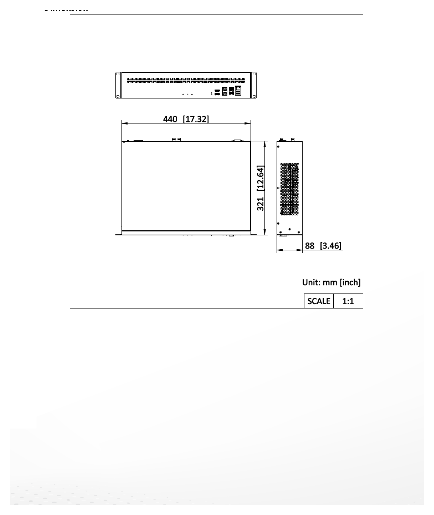 DS-6916UDIC 外形尺寸圖 440 mm × 88 mm × 321 mm (17.32 inch × 3.46 inch × 12.64 inch) 1 × decoder, 1 × regulatory compliance and safety informat