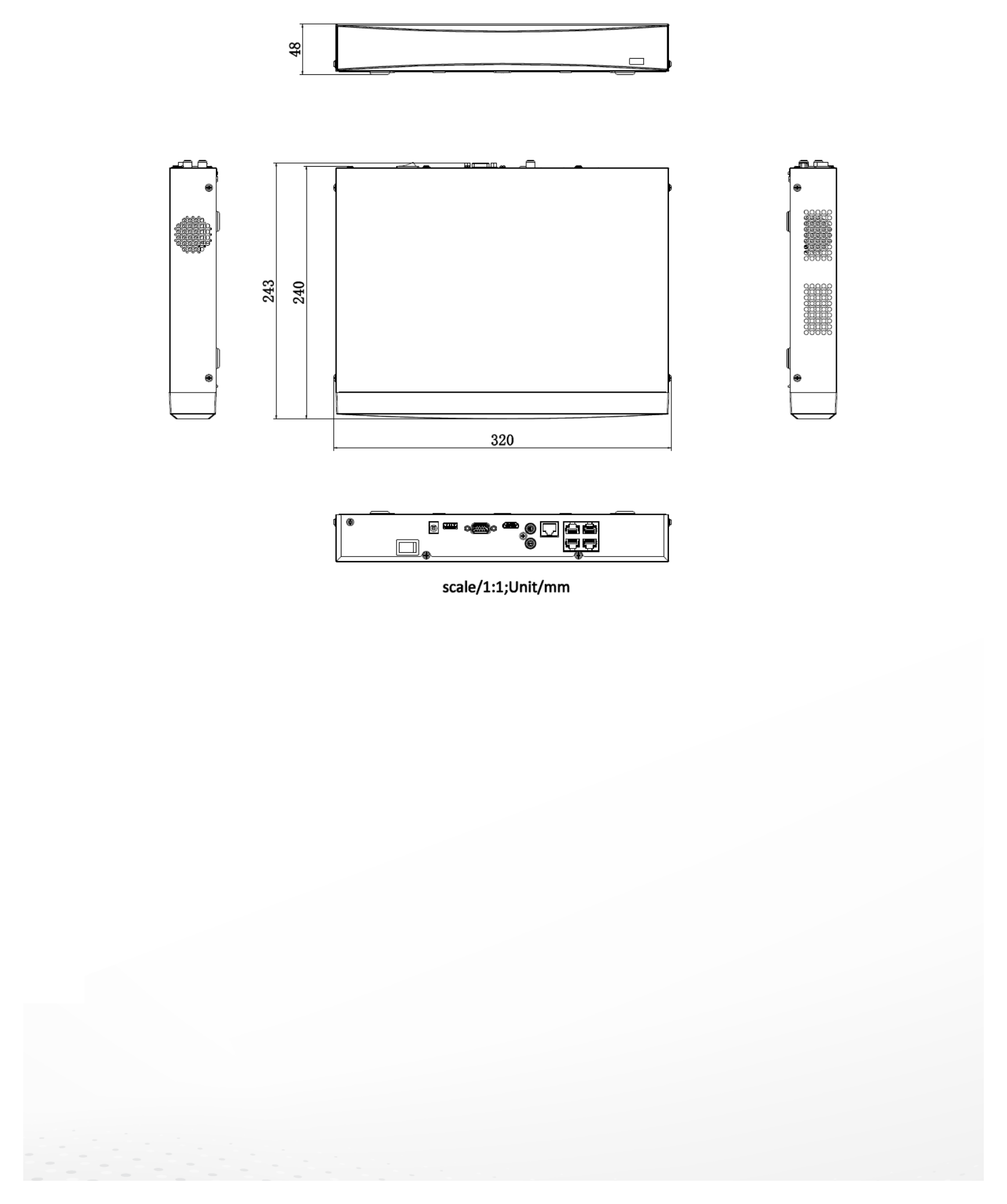 DS-7604NXI-K1-4PUSA-STD-ALARM4 外形尺寸圖 詳見圖示｜Unit: mm