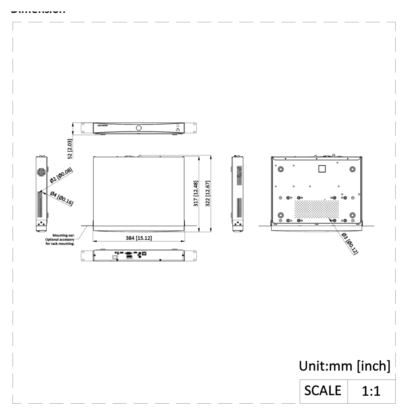 DS-7608NXI-M2 外形尺寸圖 詳見圖示|Unit: mm