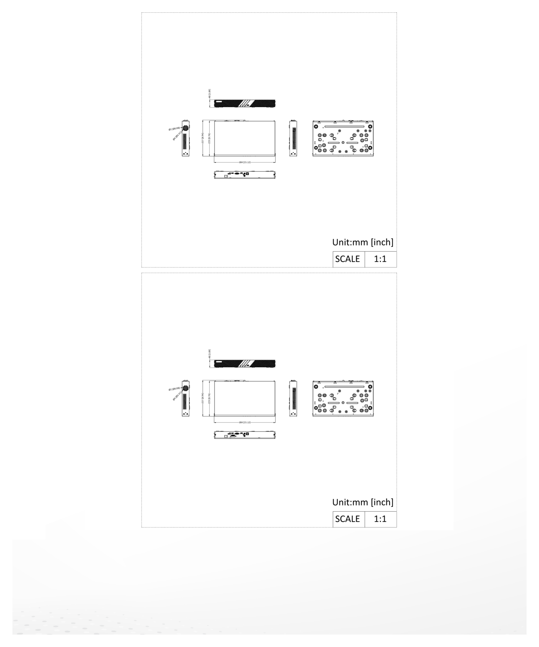 DS-7616NI-Q2E 外形尺寸圖 384 × 223 × 48 mm (15.12" × 8.76" × 1.89")｜重量 ≤ 2.6 kg (5.7 lb)｜Unit: mm