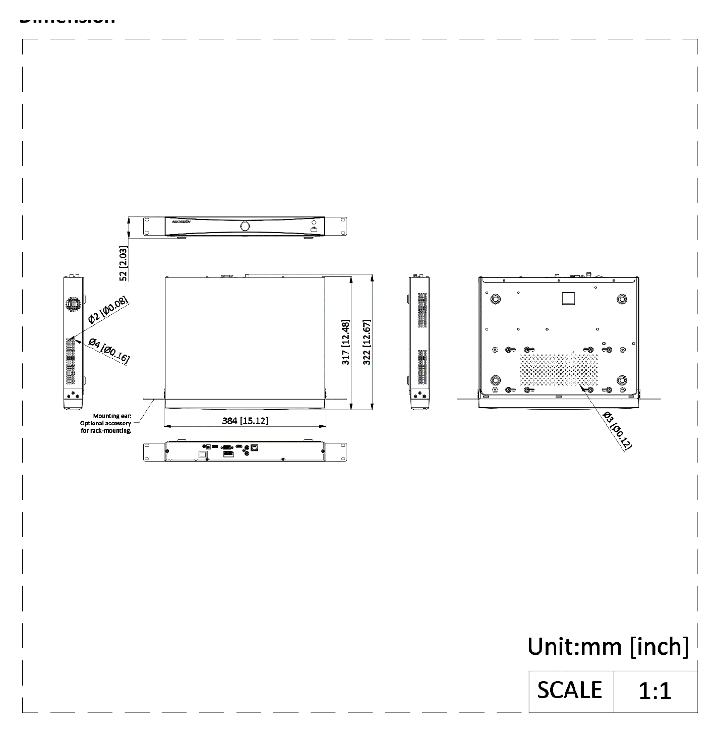DS-7616NXI-M2 外形尺寸圖 詳見圖示｜Unit: mm