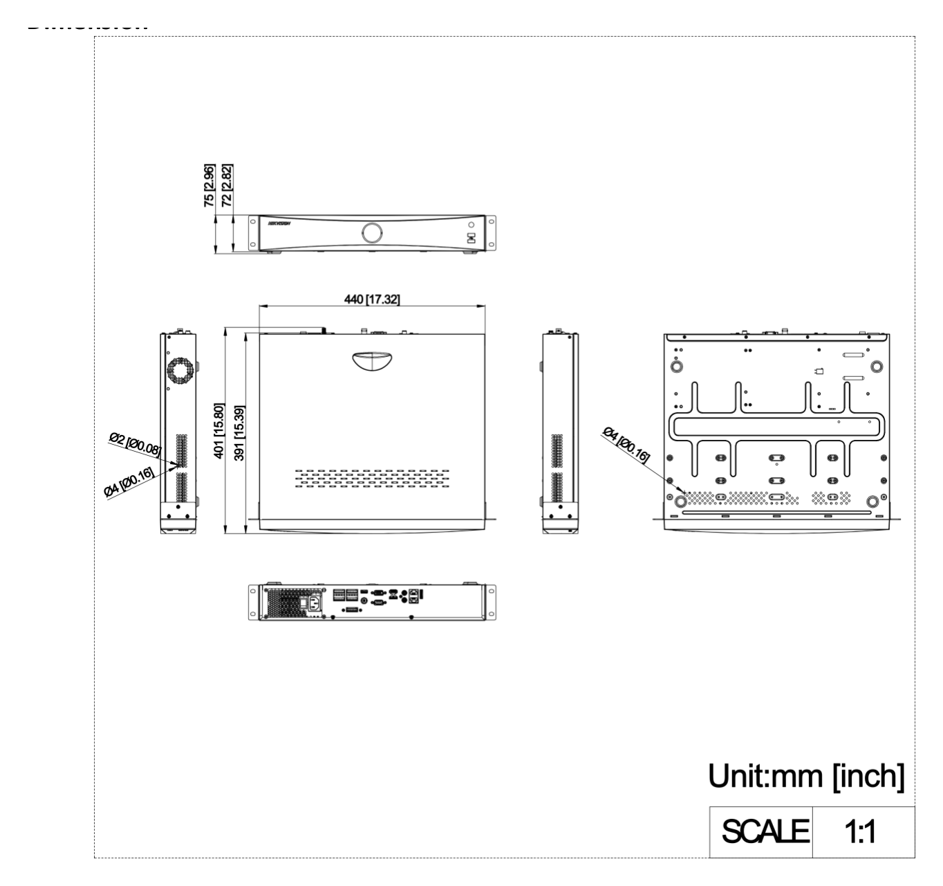 DS-7716NXI-I4 外形尺寸圖 詳見圖示｜Unit: mm