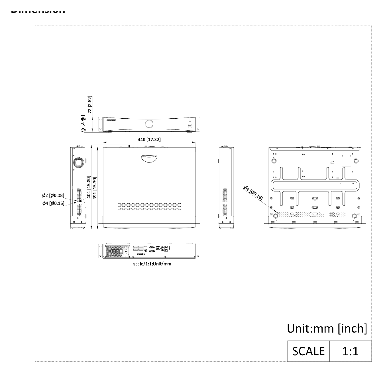 DS-7716NXI-M4 外形尺寸圖 詳見圖示｜Unit: mm