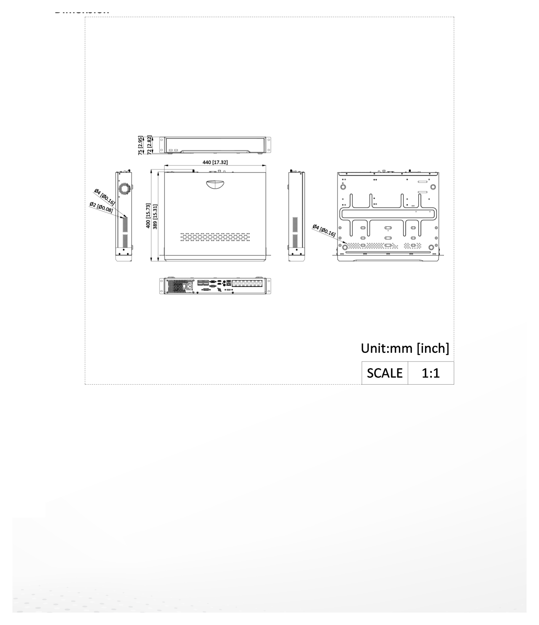 DS-7732NI-M4/16P 外形尺寸圖 440 × 389 × 72 mm ( 17.3