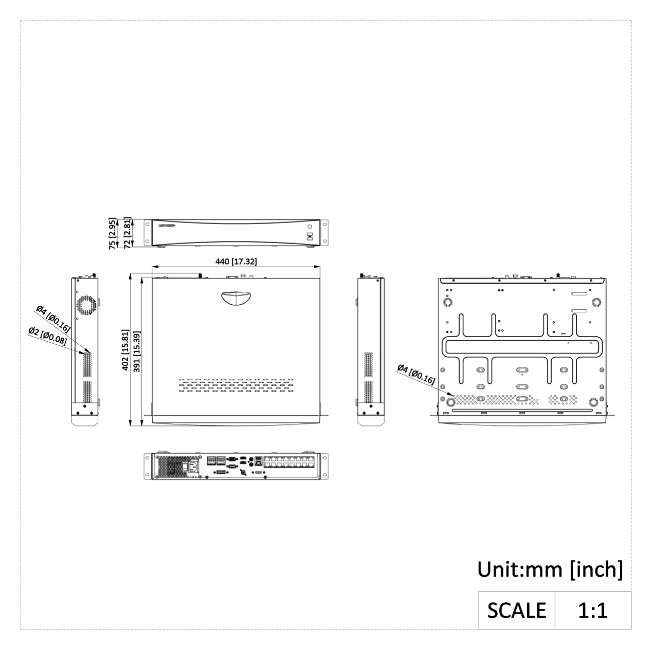 DS-7732NXI-I4 外形尺寸圖 詳見圖示｜Unit: mm
