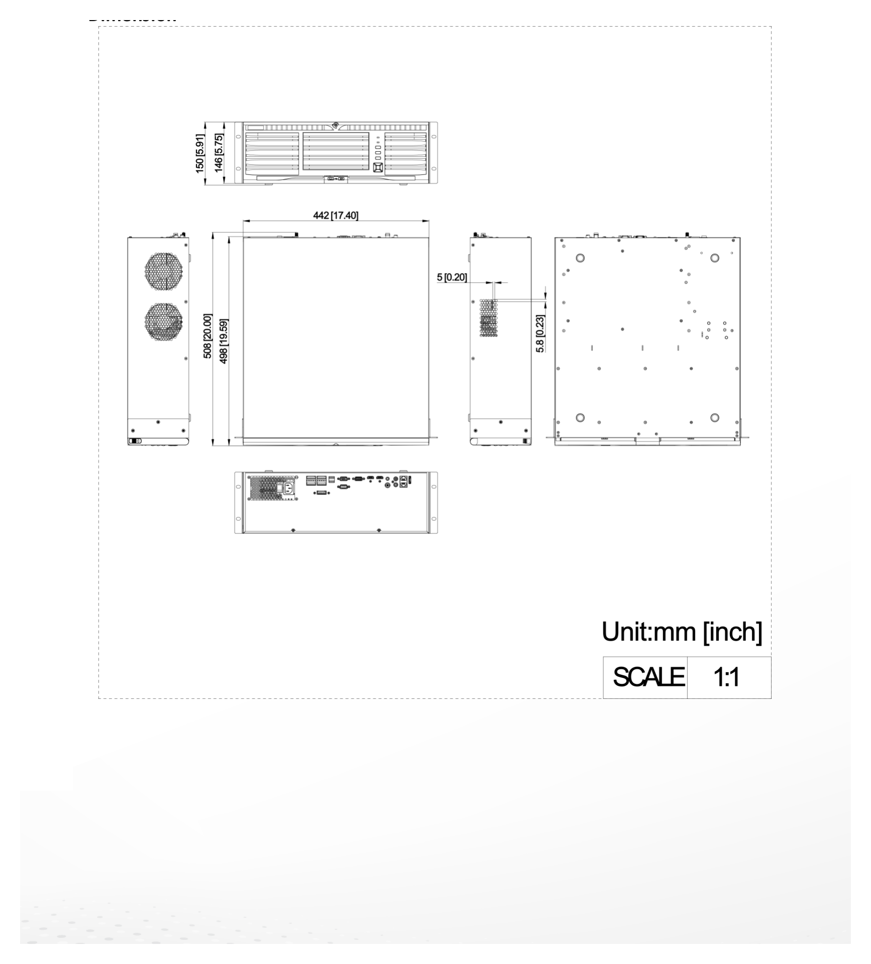 DS-96128NI-M16 外形尺寸圖 442 × 498 × 146 mm (17.4