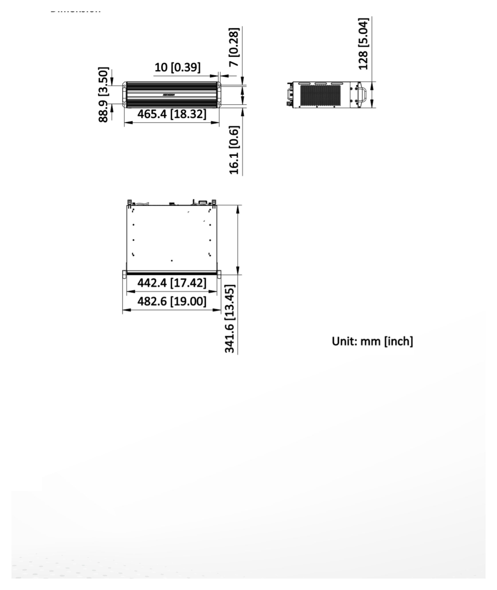 DS-B31-04H08H 外形尺寸圖 442.4 mm × 128 mm × 341.6 mm (17.42 inch × 5.04 inch × 13.45 inch)｜Unit: mm