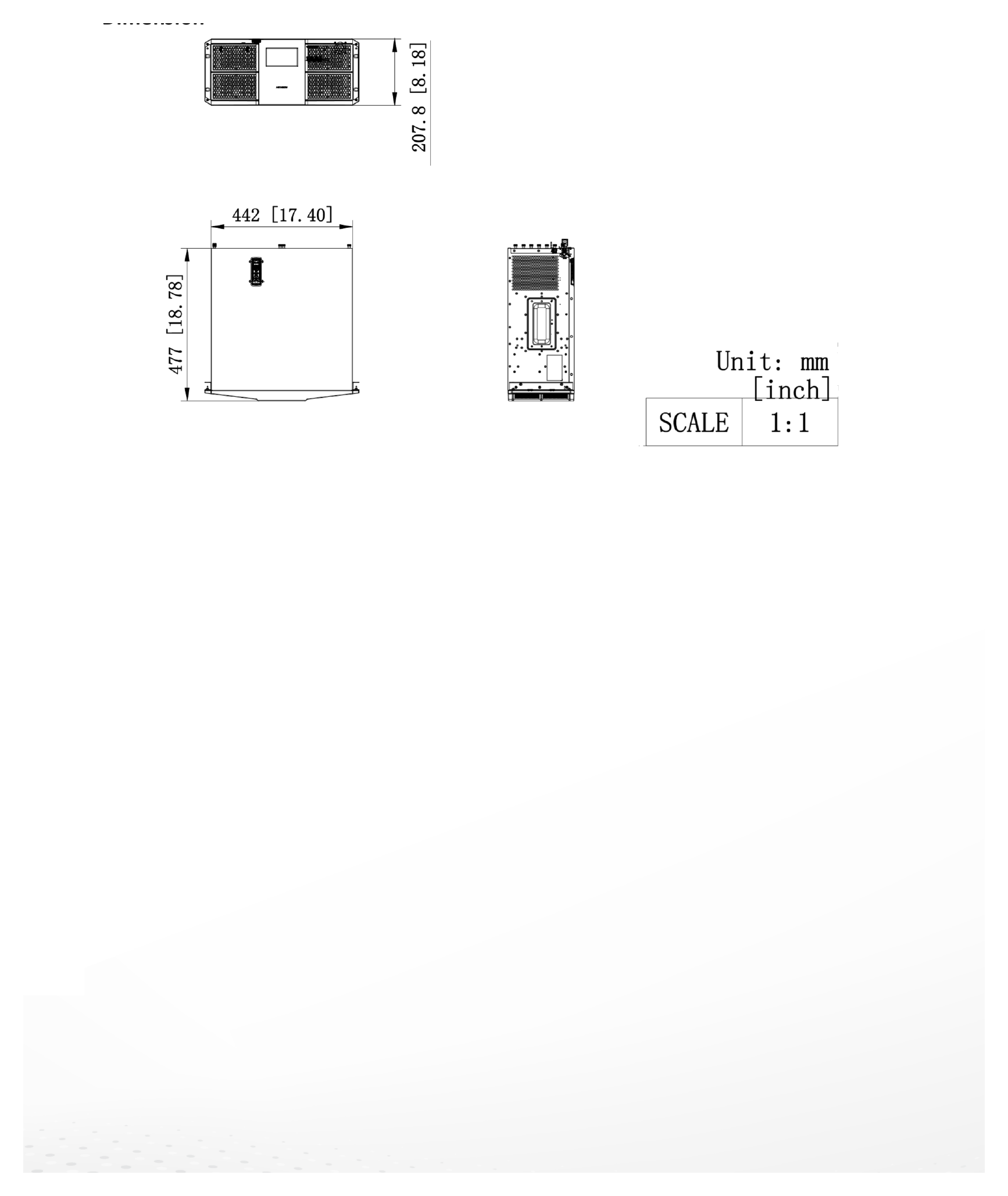 DS-C30S-S11 外形尺寸圖 442 mm × 207.8 mm × 447 mm (17.4 inch × 8.18 inch × 17.59 inch) 1 × grounding cable, 1 × audio adapter cable, 1 × serial