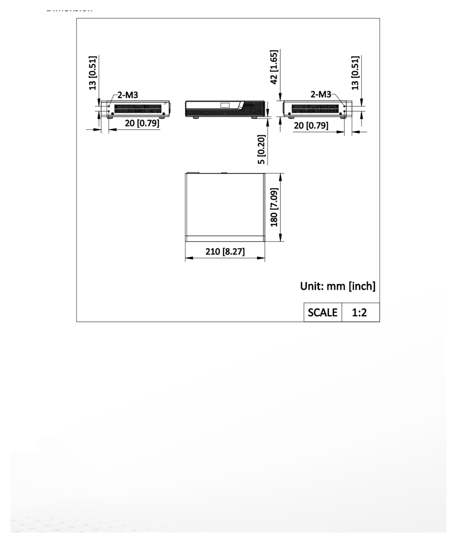 DS-C80K-01HO 外形尺寸圖 210 mm × 42 mm × 180 mm ( 8.27 inch × 1.65 inch × 7.09 inch)｜Unit: mm