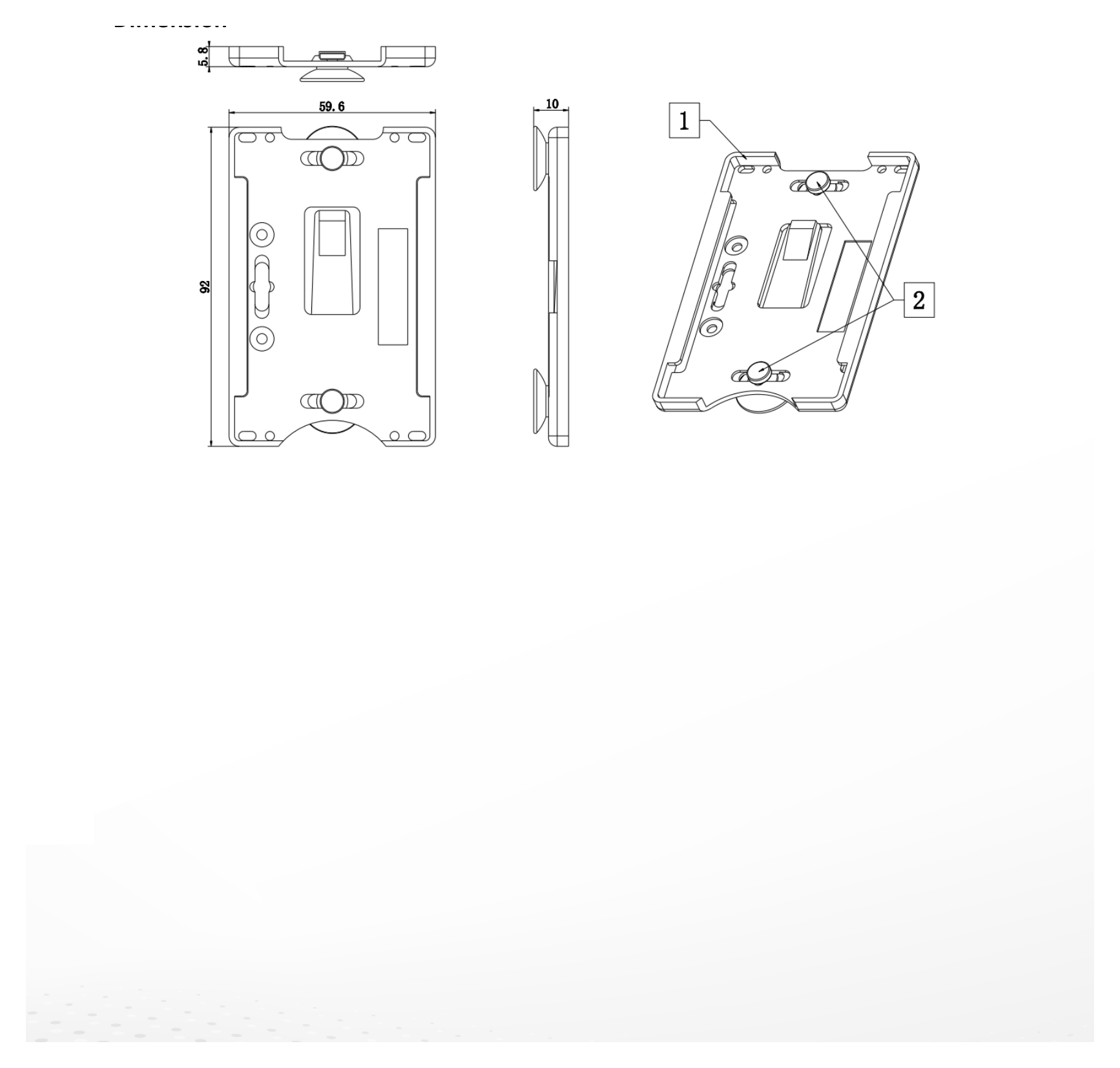 DS-CH100 外形尺寸圖 92 mm × 59.6 mm × 10 mm (3.62" × 2.35" × 0.39")|Unit: mm