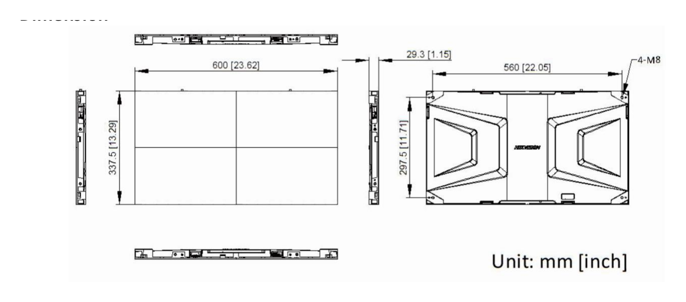 DS-D4007BW-2FB 外形尺寸圖 600 (W) × 337.5 (H) × 29.3(D) mm ；｜重量 3.4 kg｜Unit: mm