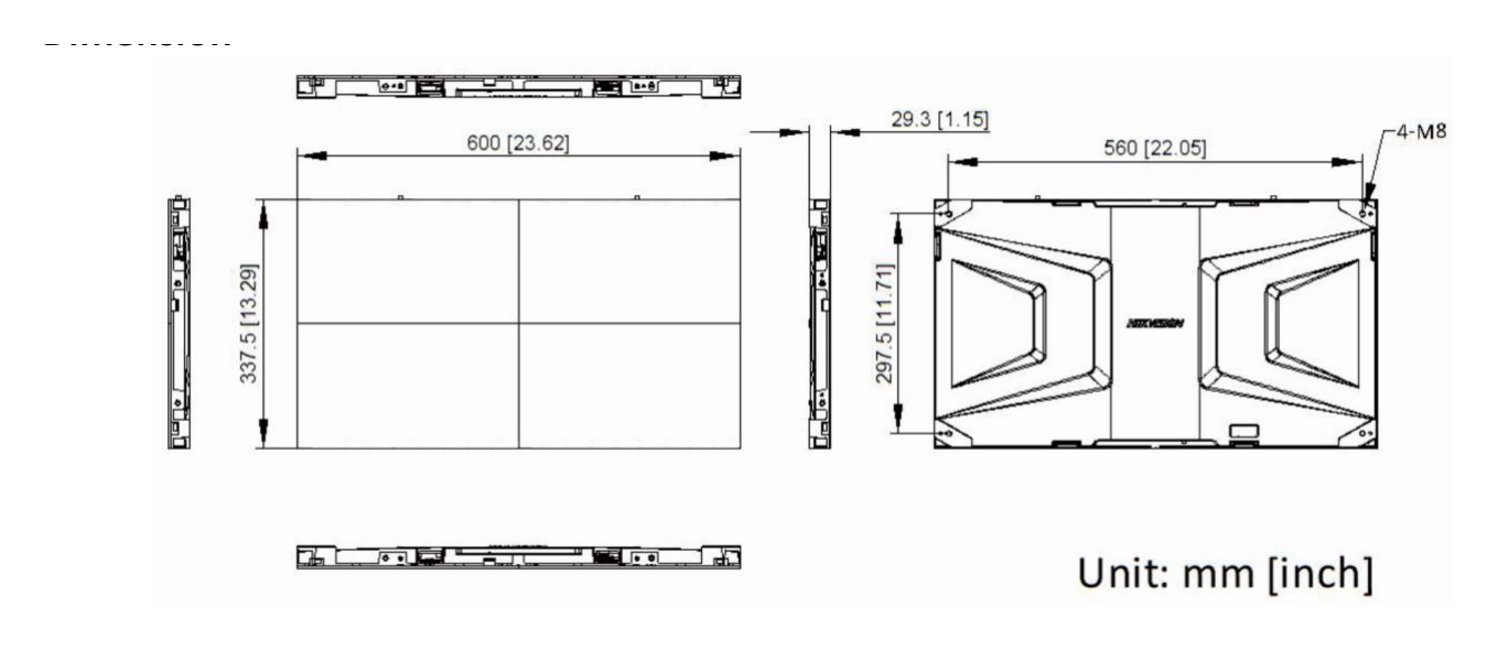 DS-D4009BW-2FC 外形尺寸圖 600 (W) mm × 337.5 (H) mm × 29.3 (D) mm (23.622" × 13.287" × 1.154")｜重量 3.4 kg (7.50 lb)｜Unit: mm