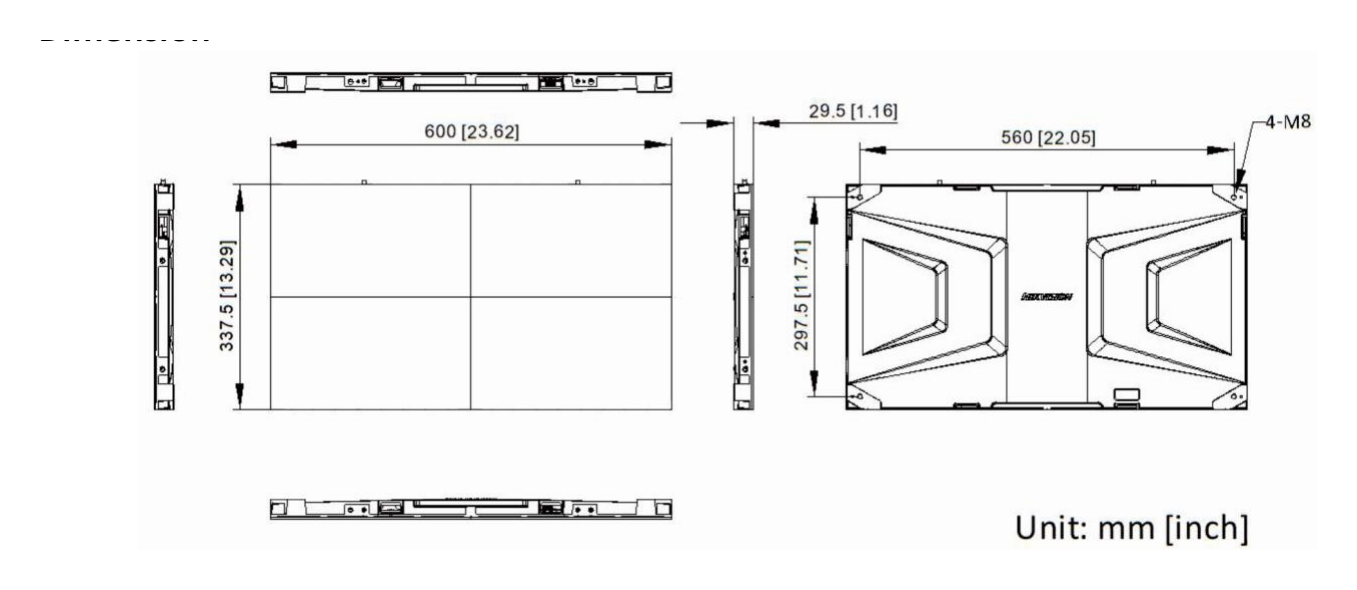 DS-D4012CW-2FQ 外形尺寸圖 600 (W) mm × 337.5 (H) mm × 29.5 (D) mm (23.622" × 13.287" × 1.161")｜重量 3.4 kg (7.50 lb)｜Unit: mm