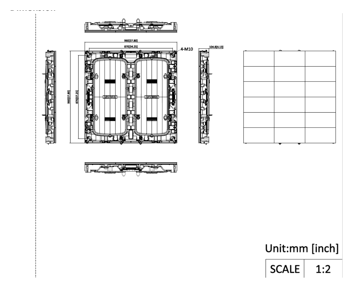DS-D4266CO-1BAB 外形尺寸圖 960 mm × 960 mm × 104 mm｜重量 32.95 kg｜Unit: mm