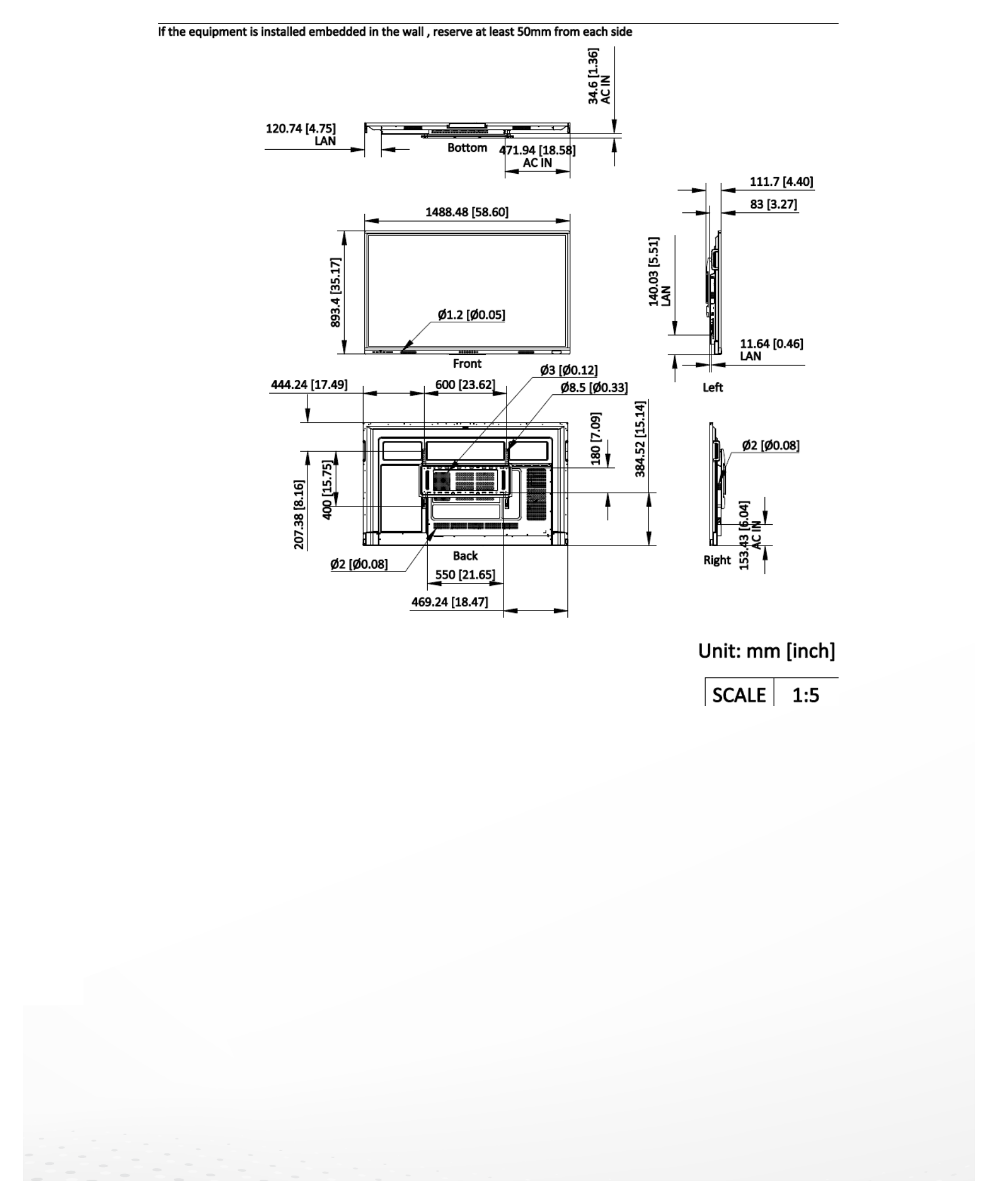 DS-D5A65RB/A3 外形尺寸圖 詳見圖示｜Unit: mm