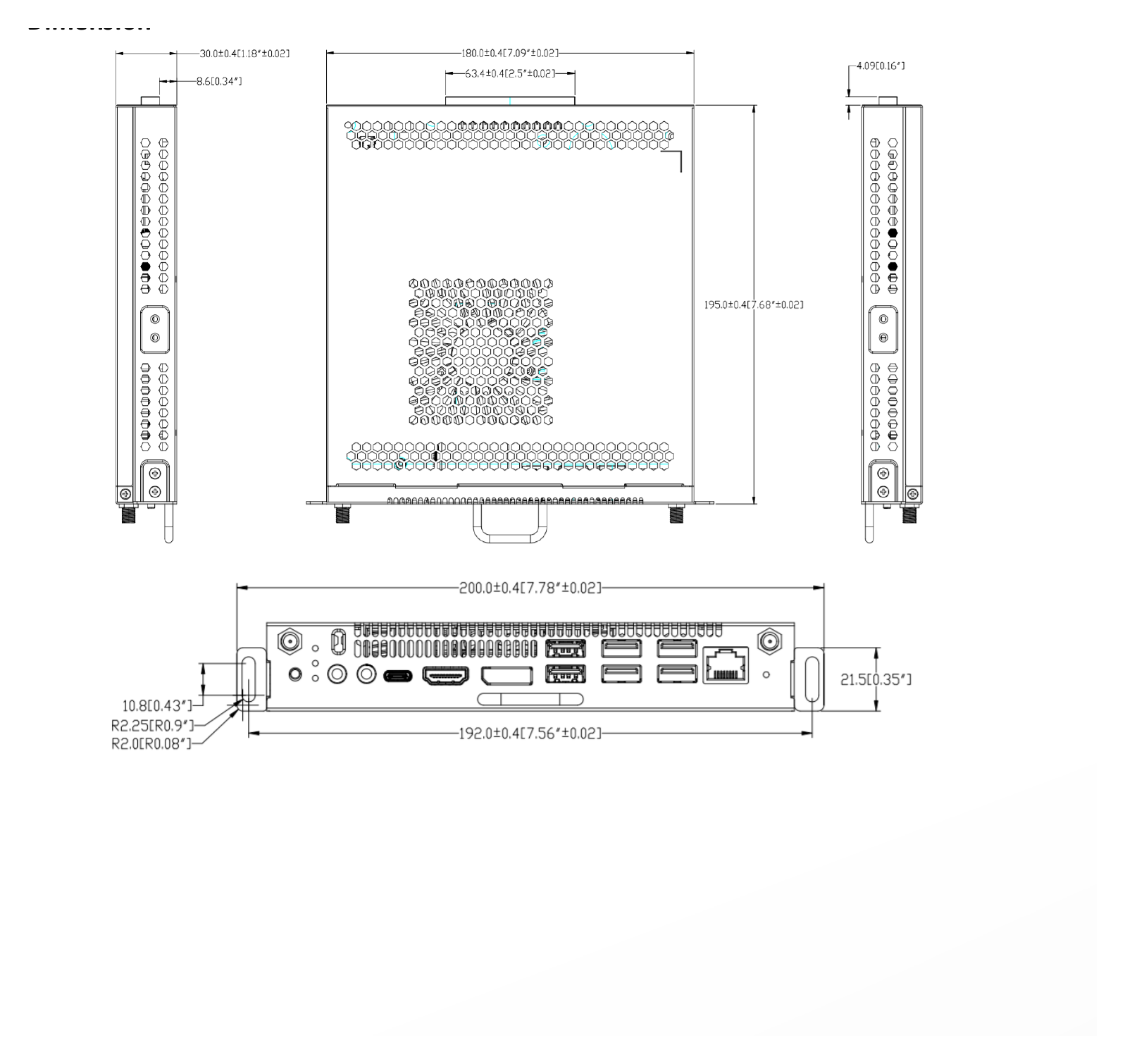 DS-D5AC12T5-8S2 外形尺寸圖 195×30×180mm Carton with a single module : 308 * 80 * 278 mm Package Dimensions (W × H × D) Carton with five modules : 4