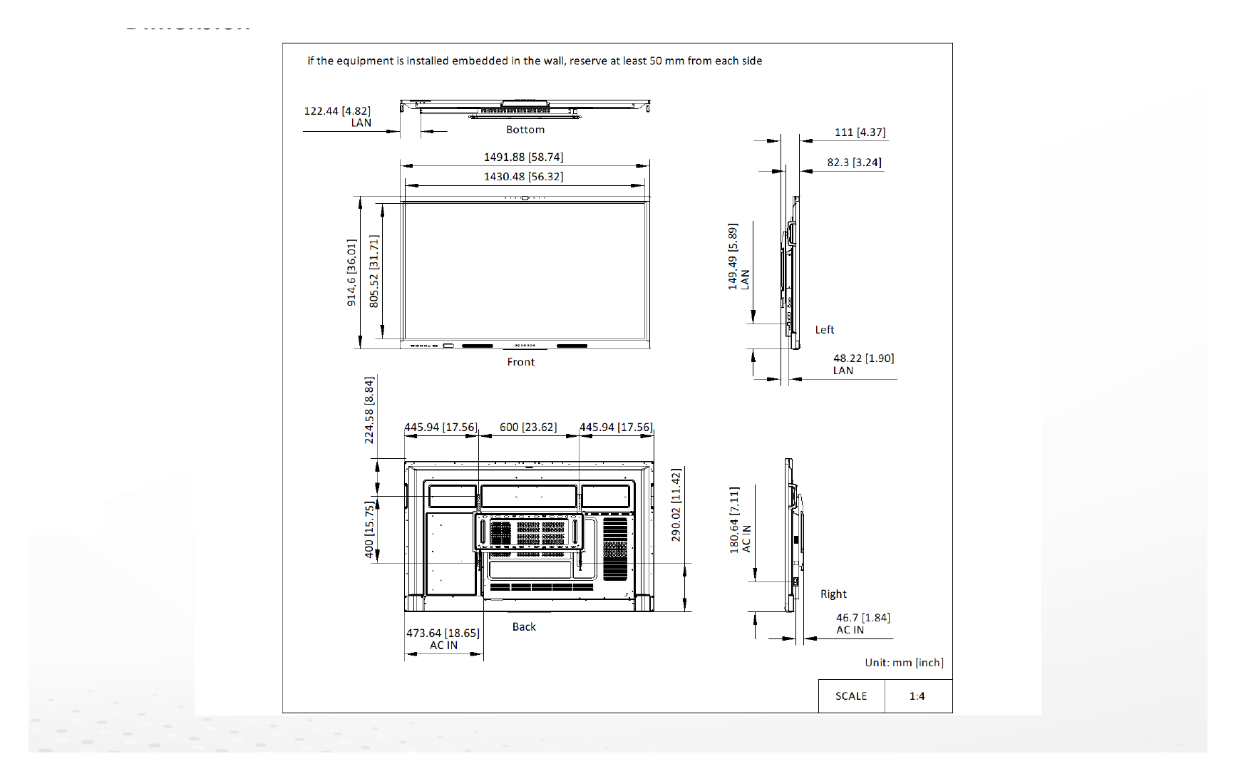 DS-D5B65RB/FL 外形尺寸圖 詳見圖示|Unit: mm