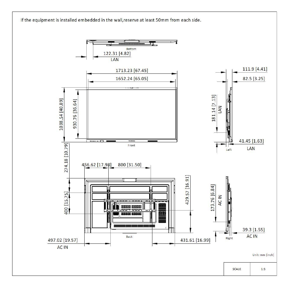 DS-D5B75RB 外形尺寸圖 詳見圖示｜Unit: mm