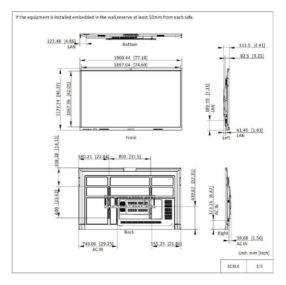 DS-D5B86RB 外形尺寸圖 詳見圖示｜Unit: mm