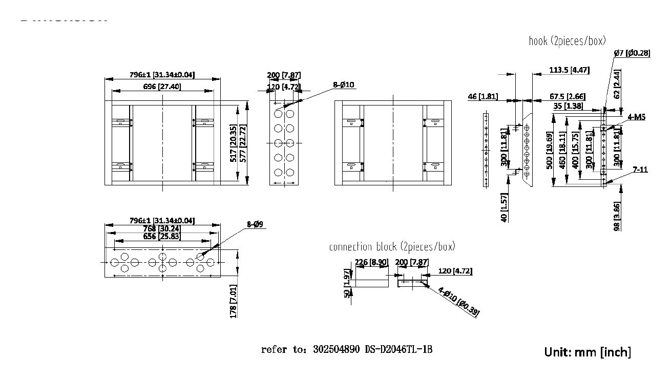 DS-DN46T1M 外形尺寸圖 796 mm × 577 mm × 200 mm (31.34'' × 22.72'' × 7.87'')｜Unit: mm