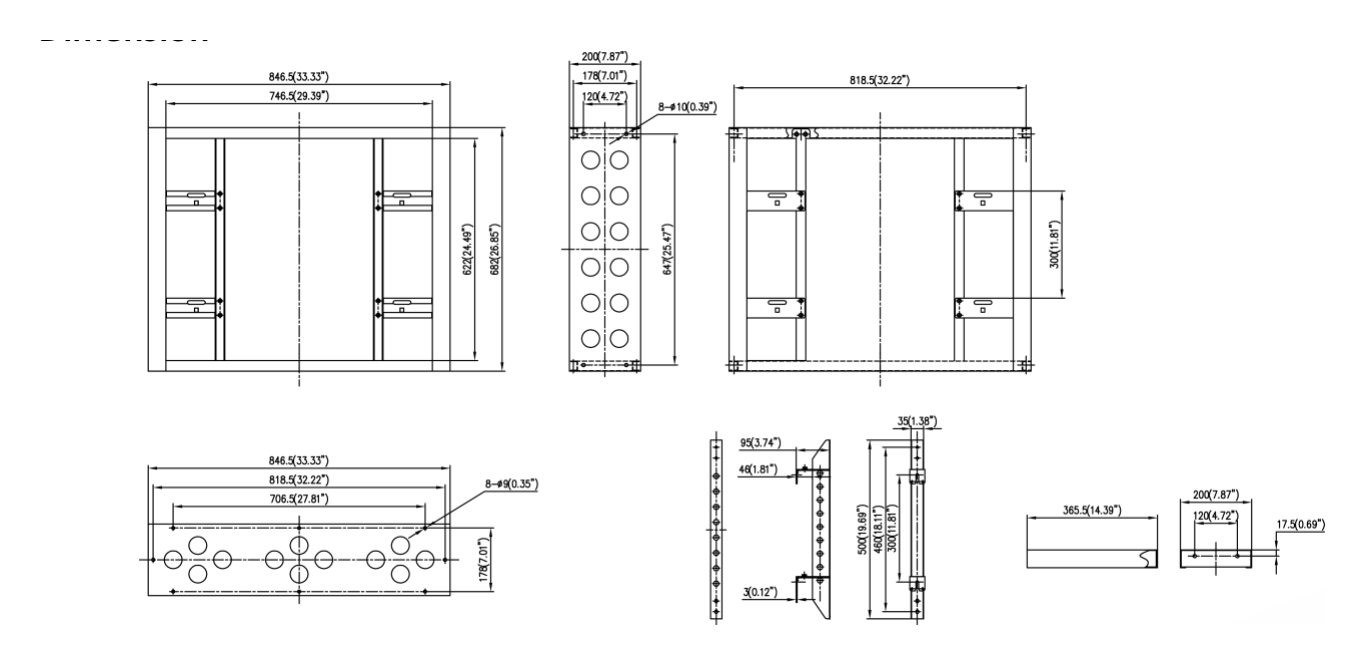 DS-DN55F3M 外形尺寸圖 846.5 mm × 682 mm × 200 mm (33.33'' × 26.85'' × 7.87'')｜Unit: mm