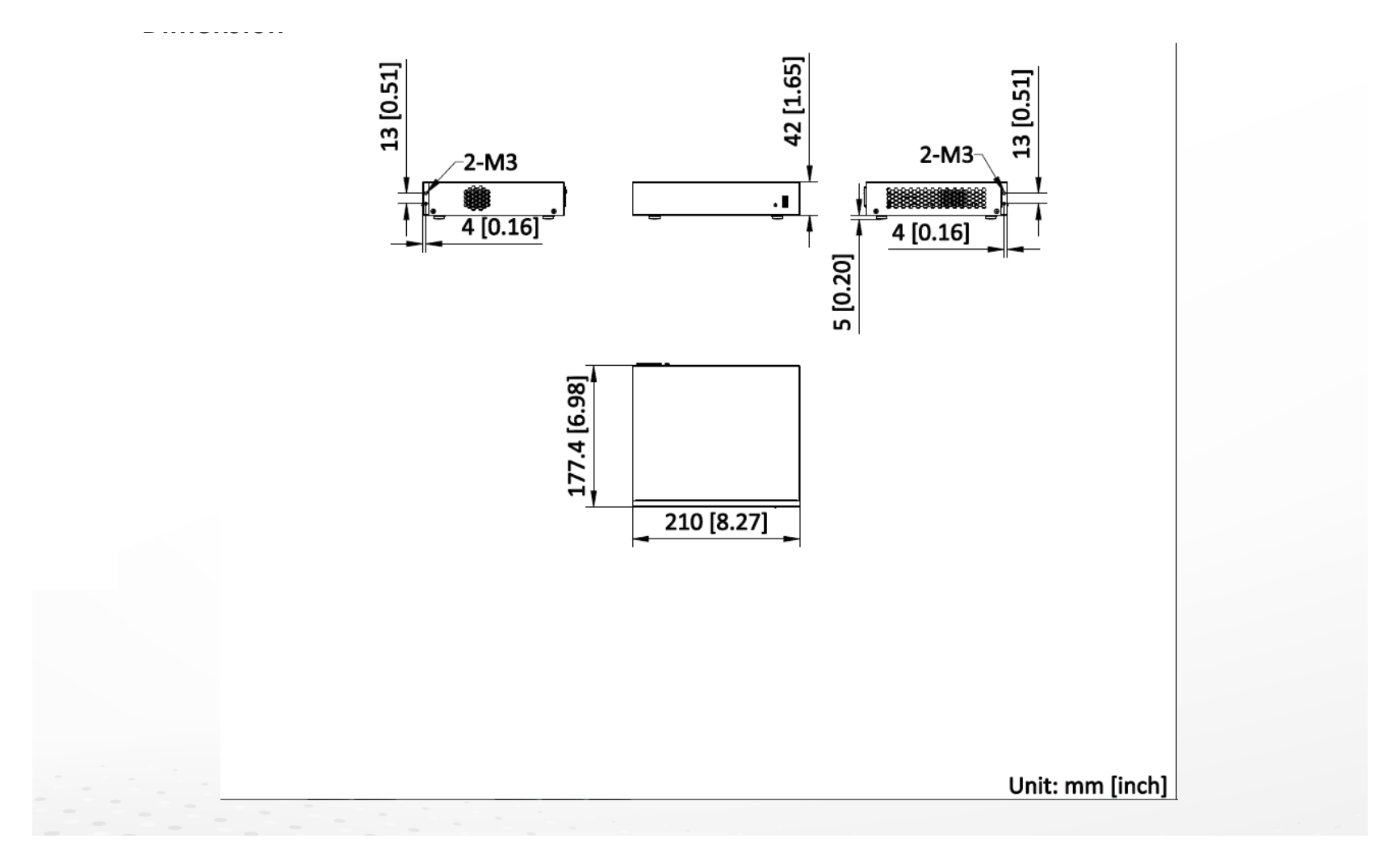 DS-DT60C-01HI02NO 外形尺寸圖 210 mm × 180 mm × 42 mm (8.27 inch × 7.09 inch × 1.65 inch) 1 × AC power cord, 1 × connecting bracket, 1 × mounting brac