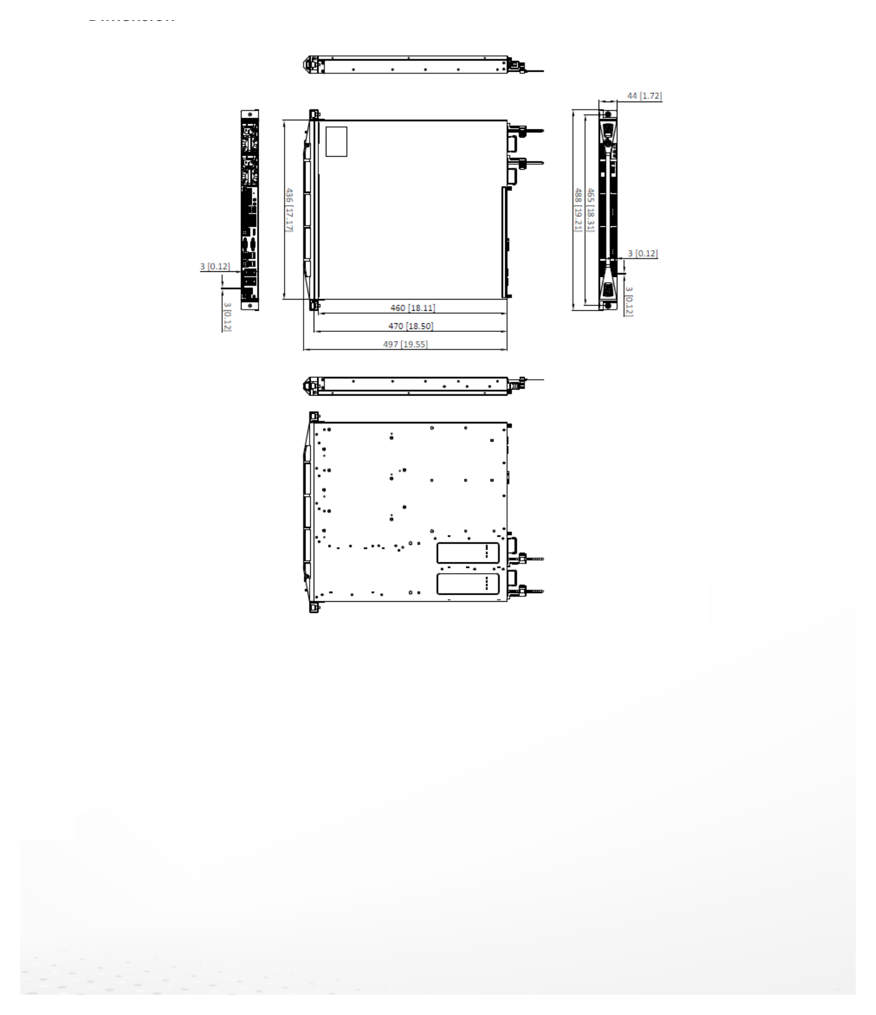 DS-IE1064-A7U 外形尺寸圖 460 mm(W) × 436 mm(D) + 44 mm(H)｜重量 13.5 kg (With Package)｜Unit: mm