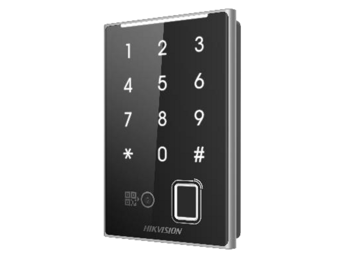 DS-K1109DKFB-QR 指紋卡片二維碼三合一門禁讀卡器 產品圖片